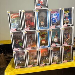 Marvel Funko Pop Set with Red and Blue Accents